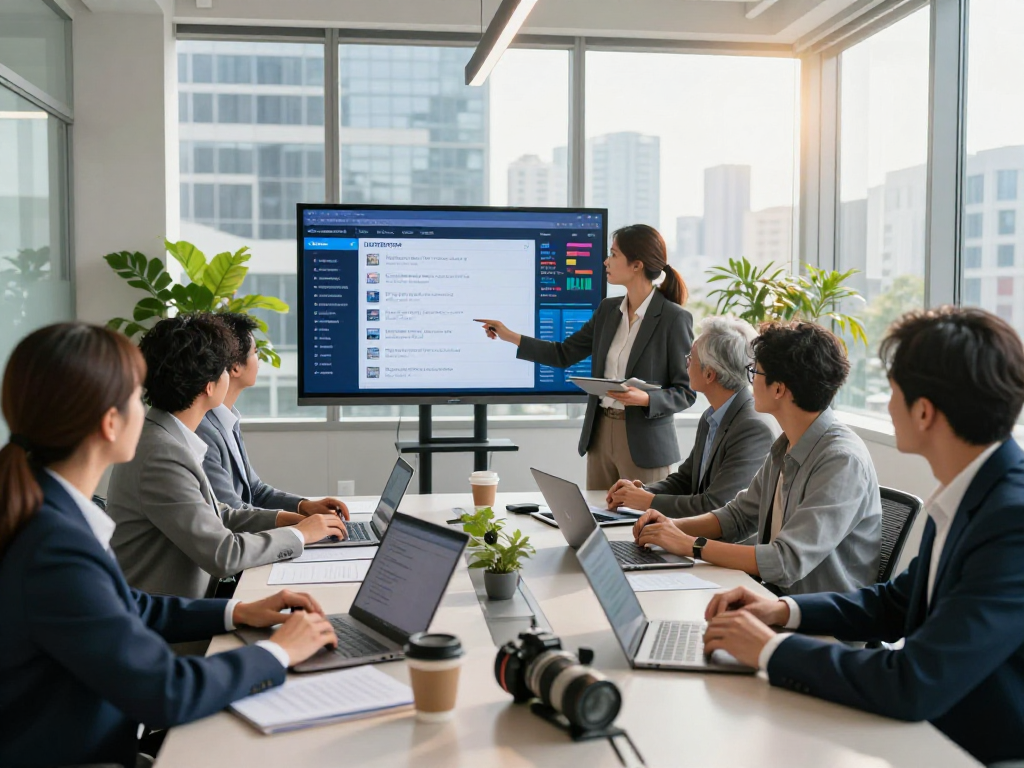 IDXSTAR data visualizations in a professional real estate meeting environment.